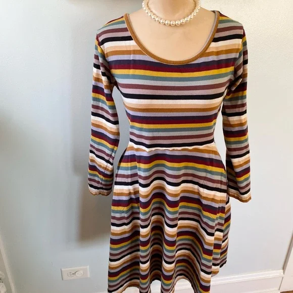 Effie’s Heart Striped Multicolor Dress L - Picture 1 of 8